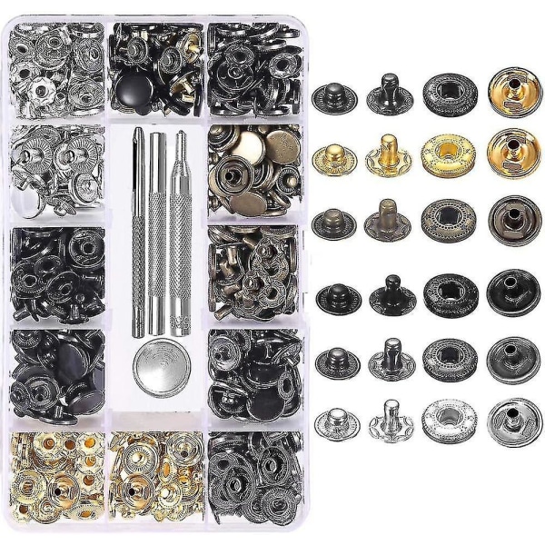 120 Set Läder Knappar Kit 6 Färg Metall Knappar Med 4 st Fästverktyg
