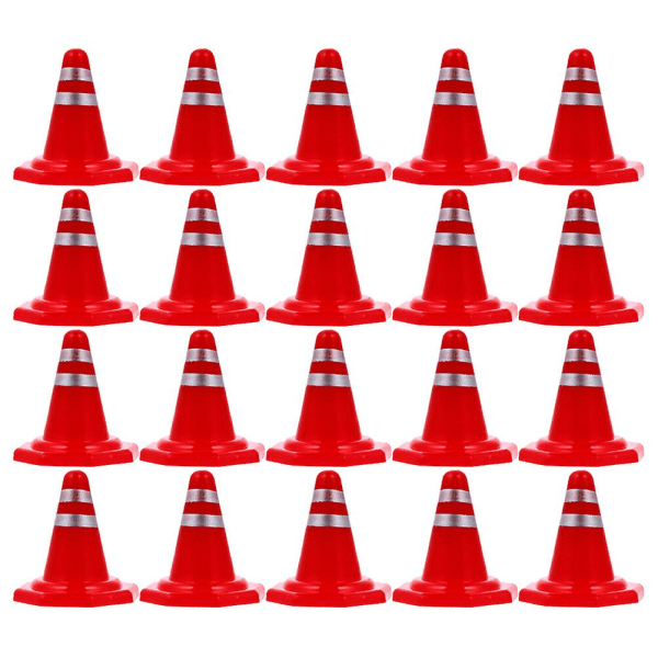 50 stycken trafikspärrsimulering av sandbordsrekvisita DIY vägkonteskyltar (2,9X2,7CM, röd)