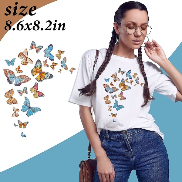 5kpl Butterfly Silitettävä Patch Tarra Siirtopaikat Lämmönsiirtomerkit T-paidalle Farkut Reput Mekko Tee itse taidekoriste