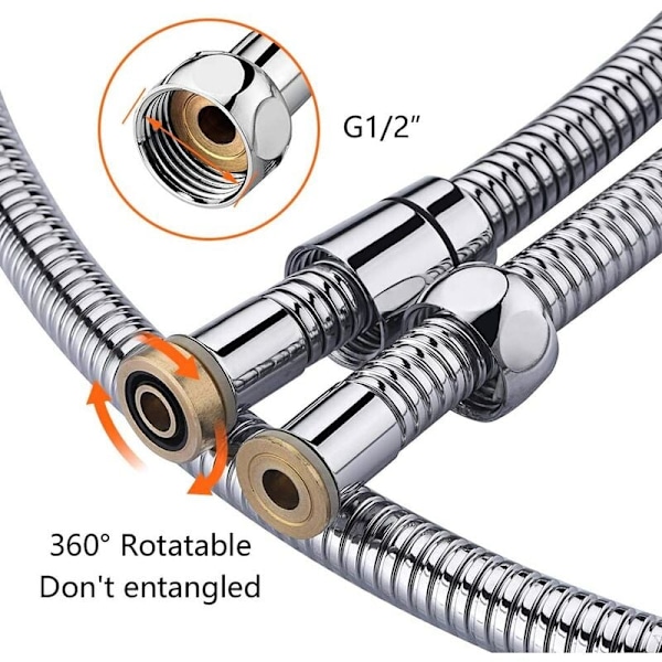 Universell duschslang (1,5 m), anti-twist anti-twist duschslang, rostfritt stål / krom