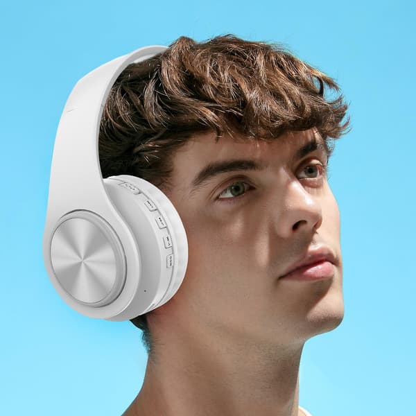 Headset Bluetooth-hörlurar brusreducerande insticksstereo trådlöst headset vit（vit）