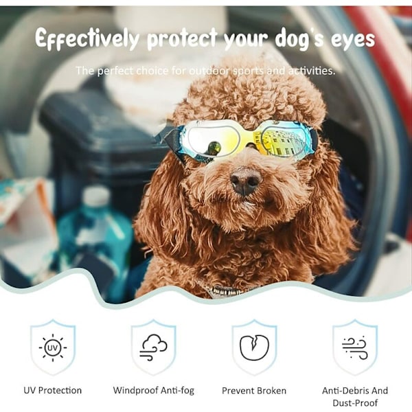 Hundsolglasögon Små Hundglasögon Doggles Små Hundglasögon UV-skydd Vindtät Vattentät Justerbar Rem (Färgglad)