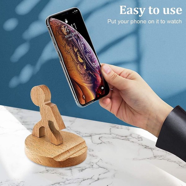 Telefonställ, bordstelefonhållare i trä för universal smarttelefon