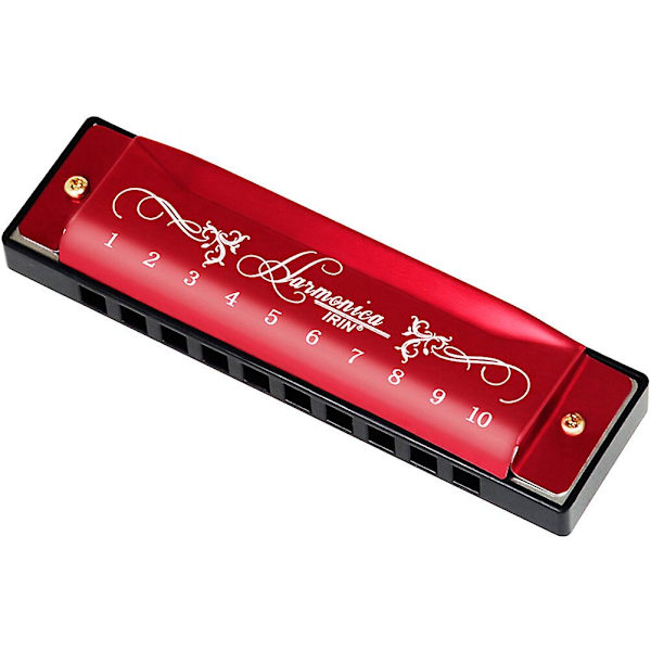 Begynderharmonika, harmonika til studerende, børneharmonika, børns 10-huls harmonika (10,4X2,8X2,1cm, rød)