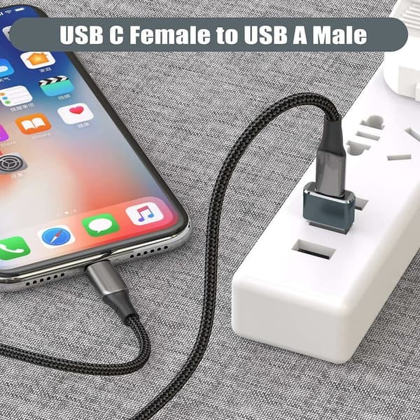 Gap Type A Laddningskabeladapter - USB C Hona till USB Hane Adapter 2 Pack Grå