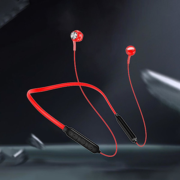 Bluetooth-hörlurar Magnetisk nackhängande öronsnäckor Brusreducerande in-ear-hörlurar（Röd）