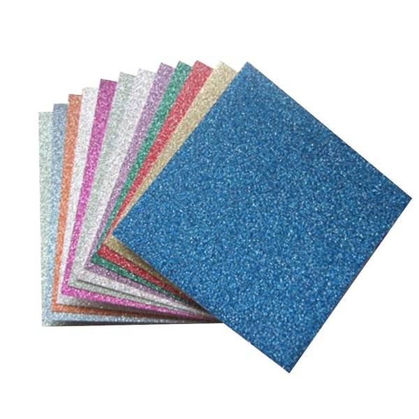 12 ark med glitter origami kvadratisk papir i lyse farger for kunst- og håndverksprosjekter (forskjellige farger)