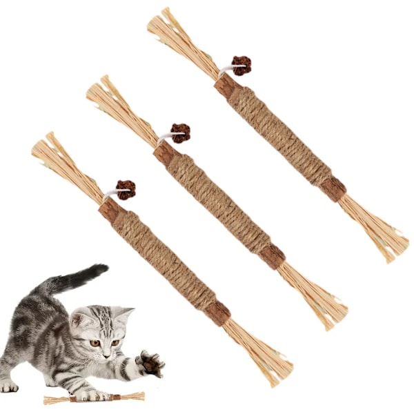 Set med kattmyntapinnar Tillverkad av slitstarkt sisalrep Tandvård och stresslindring stimulera din katts aptit