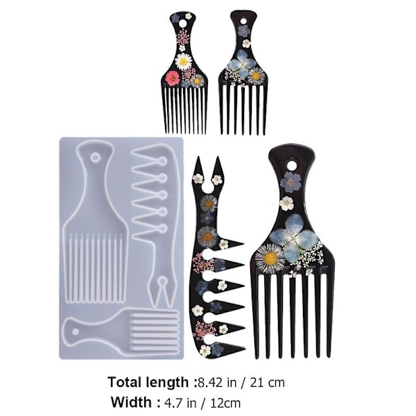 1 st Barber Comb Mold Resin Comb Die Set Comb Resin Craft Mold (21.4X12cm, Vit)