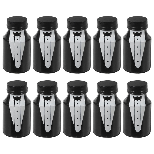 10-pack miniluftbubblorflaskor, luftbubblorflaskor för bröllopsfest, bubblorflaskor (5,7 x 3 x 3 cm, svart)