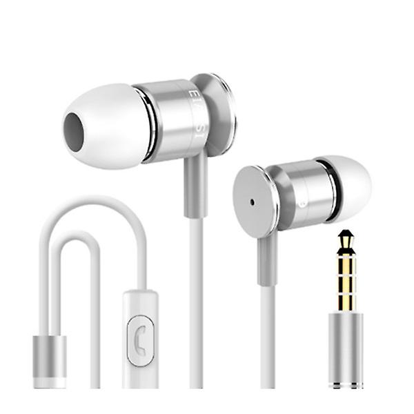 Universal mobiltelefon trådstyrda metall hörlurar elastisk sladd i  mikrofonen musik hörlurar silver (standard) c41a | Fyndiq
