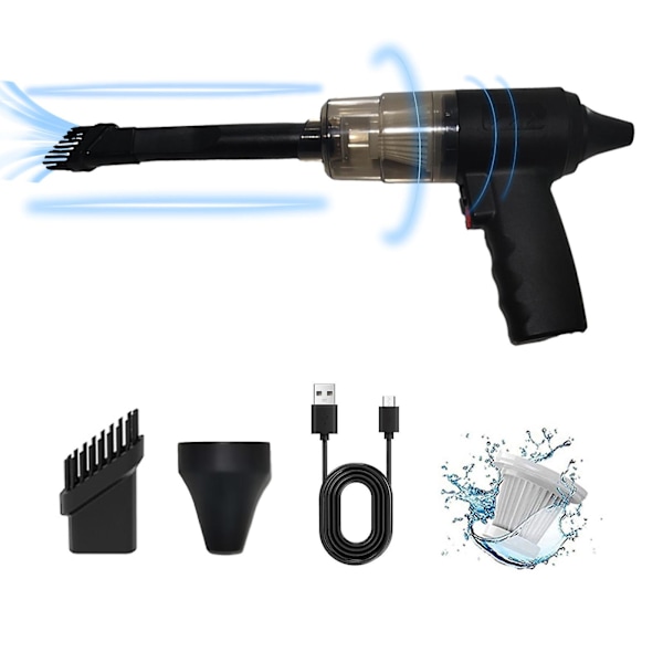 Handhållen bil dammsugare, 120W kraftfull sugning liten bil dammsugare, Mini dammsugare med USB bärbar dammsugare（Svart）