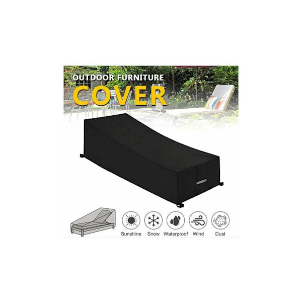 Skyddande överdrag, vattentätt, vindtätt, anti-UV, 210D Oxford-tyg skyddande överdrag solbad, solstol (210x75x40/80cm) – Svart