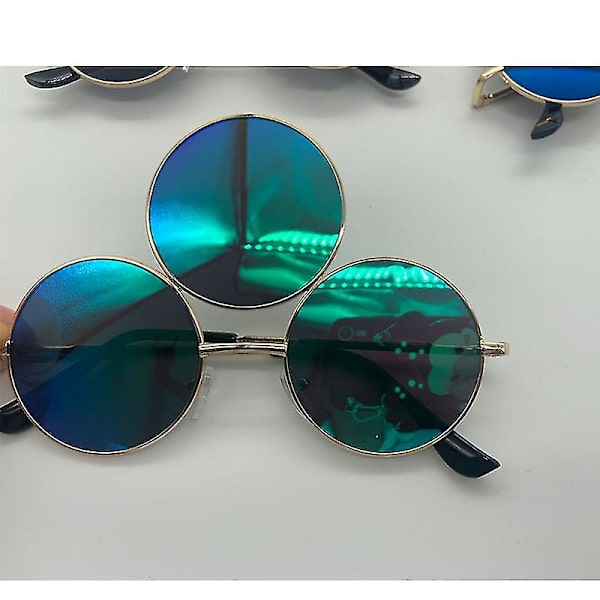 Tredje øje runde solbriller til kvinder/mænd reflekterende spejlede sorte feriesolbriller tre linser briller nuancer Uv400_k29（grøn）