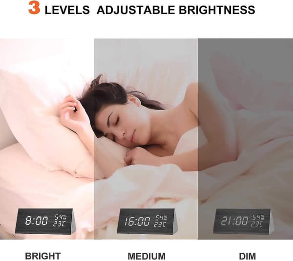 Digital väckarklocka, stor displaytid temperatur, svart