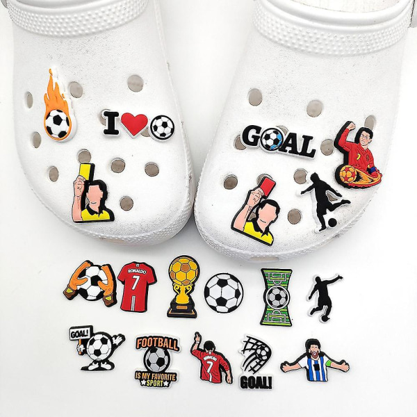 18 kpl Jalkapallojalkapallokenkäkorut, Croc Clog -kengät koristelu lapsille aikuisille