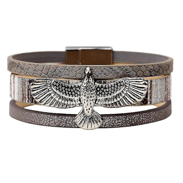Multi-lap læderarmbånd med flyvende ørn tilbehør