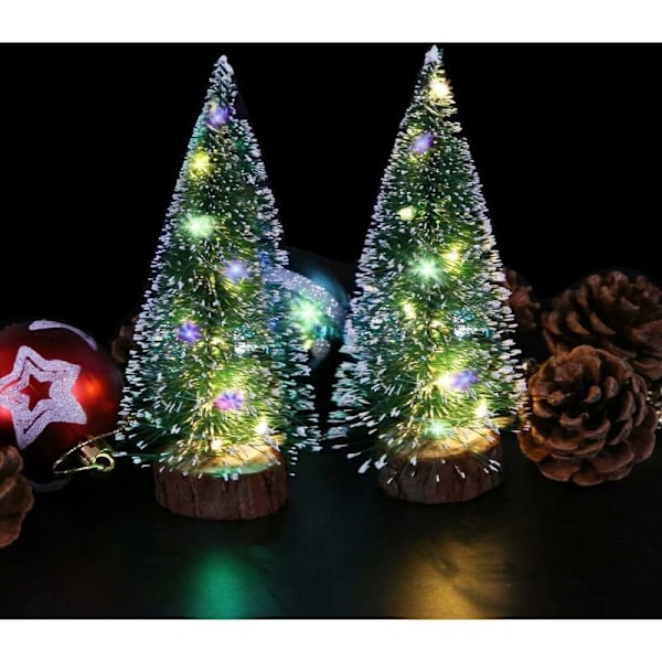 Mini - Julbordsgran, 4 st mark sisal med träbas, flaskborste julbordsgran heminredning (grön)