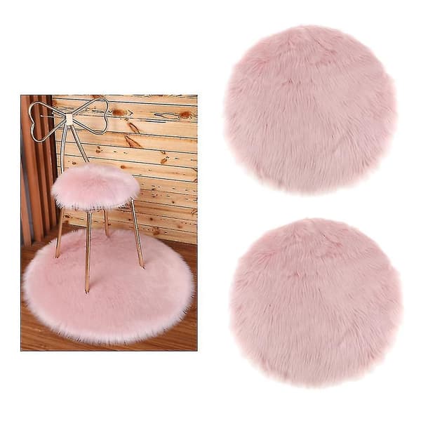 2 kpl Pyöreä Talvi Tekoturkis Lammasnahka Pehmuste Matto Istuinpehmuste Tuoli Pehmuste Istuinpehmuste Pinkki 35cm
