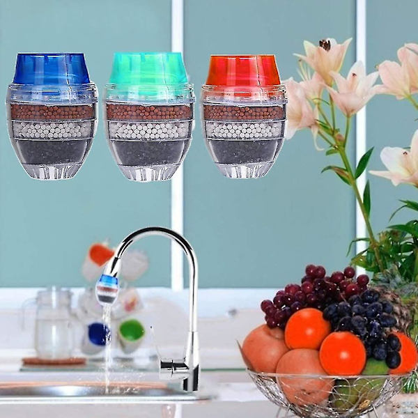 Mini kranvattenrenare, 6 st aktivt kol runt kranvattenfilter Mini
