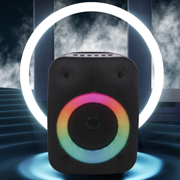 Bluetooth-högtalare stereo, trådlös bärbar högtalare med lampor, subwoofer för utomhusfester (svart)