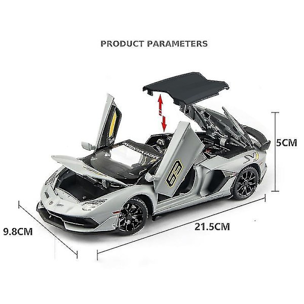 1:24 Lamborghinis Aventador Svj63 Legering Modellbil Leksak Diecasts Metallgjutning Ljud Och Ljus Bil Leksak（Svart）
