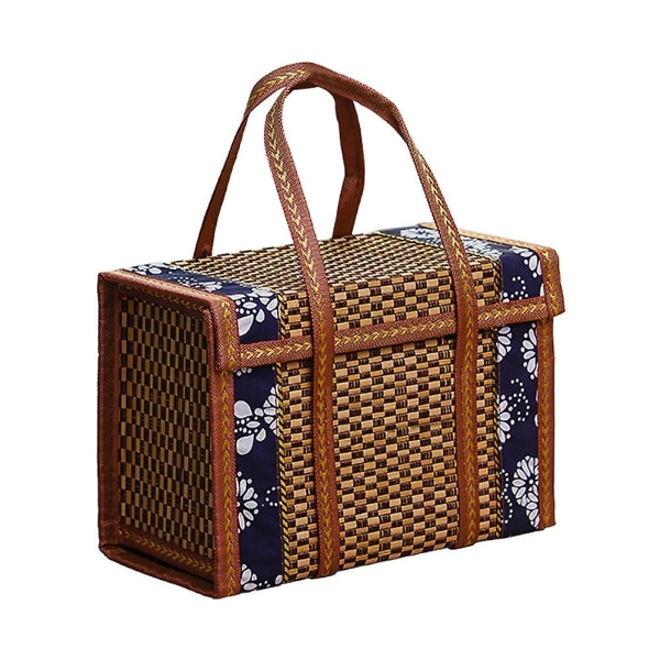 Udendørs håndholdt picnic madopbevaringskurv bambus frugtkurv (30X20X15CM, brun)