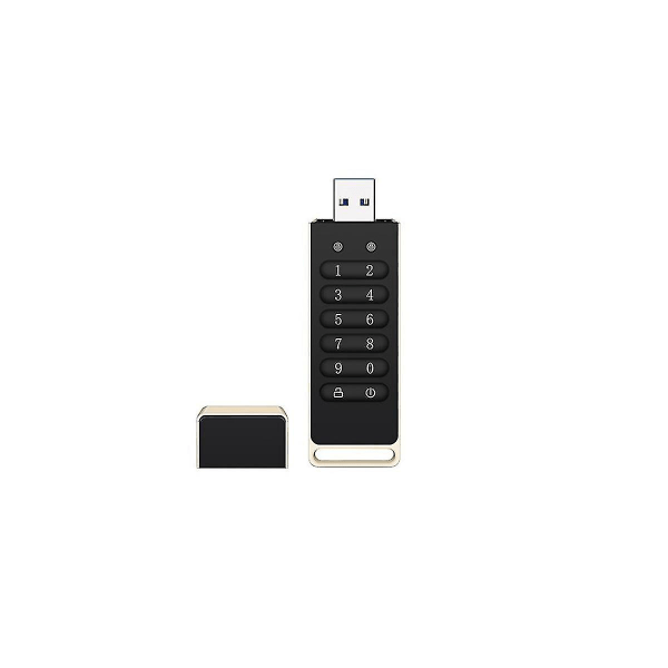 Sikker USB-stasjon, 128gb kryptert USB-flash-stasjon Maskinvarepassord Memory Stick med tastatur Usb 3. (Sort)