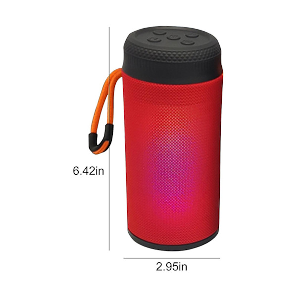 Högtalare 360 HD Surroundljud med bas, frekvensrespons 60Hz-15KHz, 5H batteri Bärbar högtalare med Bluetooth, utomhus Bluetooth-högtalare（Röd）