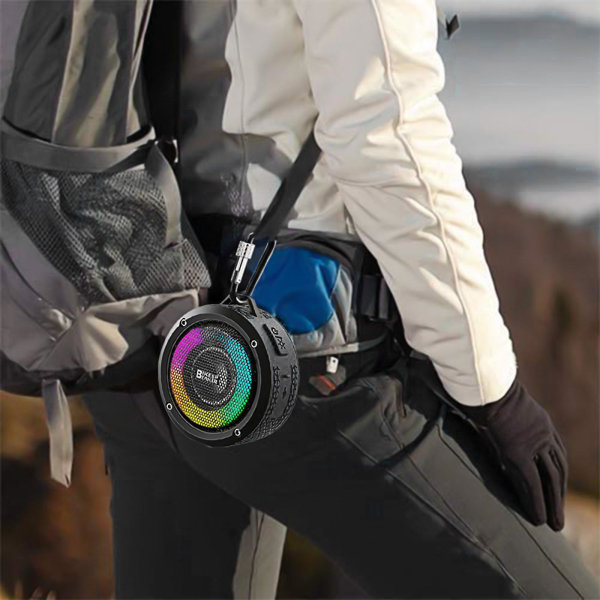 Bärbar högtalare med färgad Bluetooth-högtalare Trådlös högtalare Bluetooth 5.0 Special Holiday Gift（Svart）