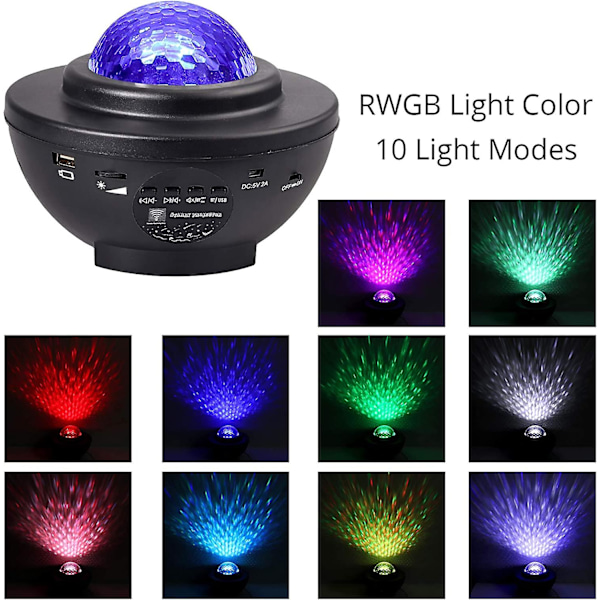 Led Projektorlys Projektor Nat Farve Skiftende Musikafspiller Bluetooth