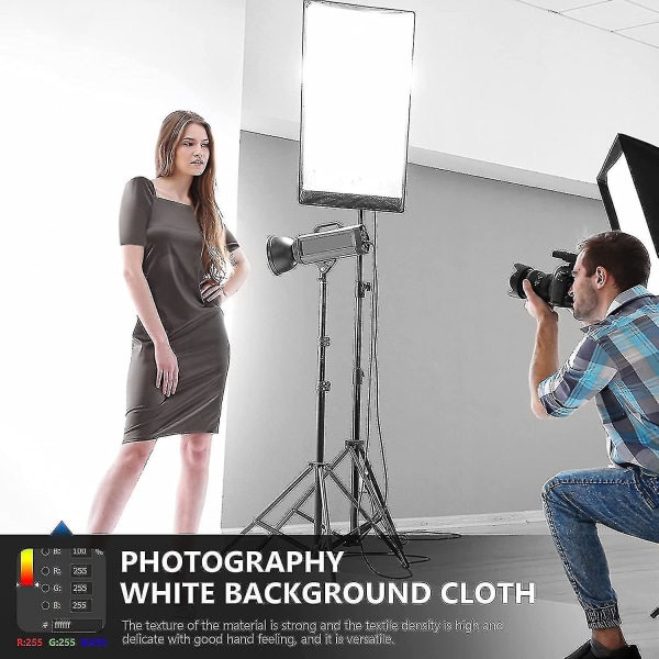 Tausta (valkoinen) 3*3m valokuvastudio, kokoontaitettava läpinäkyvä musliini valokuvaukseen, video- ja televisioon
