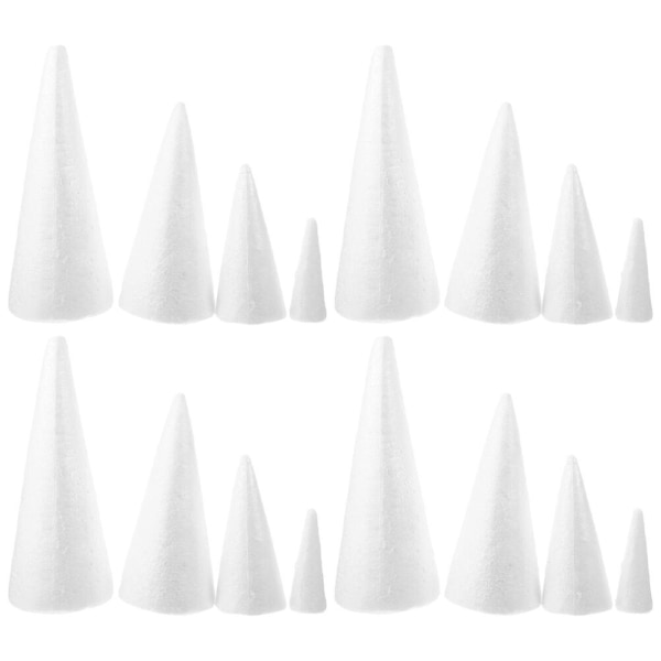 20-delt Blank Foam Cone Ufærdig Foam Cone Model DIY Christmas Foam Cone Craft (6.00X3.00X3.00CM, hvid)