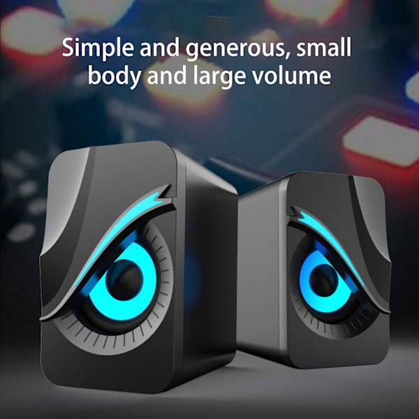 Ljusutsändande datorhögtalare USB mobiltelefon bärbar dator skrivbord minihögtalare Hifi stereoljud kabel subwoofer datorljud 2 st (svart)