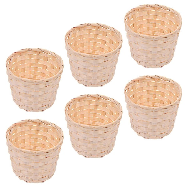 6 stk håndvevde oppbevaringskurver i tre, skrivebordsbeholder for oppbevaring av diverse (7,5X7,5X6CM, som vist på bildet)
