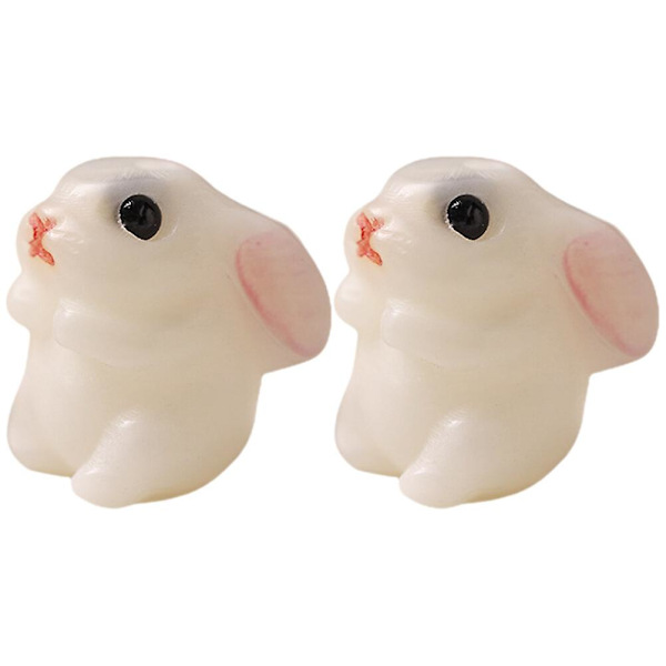2-pack påskkaninberlocker kaninformsberlocker djurforms pärlor för hantverk smyckestillverkning (1,6X1,4cm, vit)