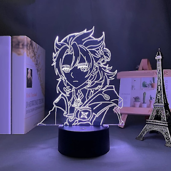 Genshin Impact Albedo Led 3d Lampe Lllusion Lys Pultlampe Japansk Anime Lys Til Barnerom Decor Nattlys Bursdagsgave Manga Gadget