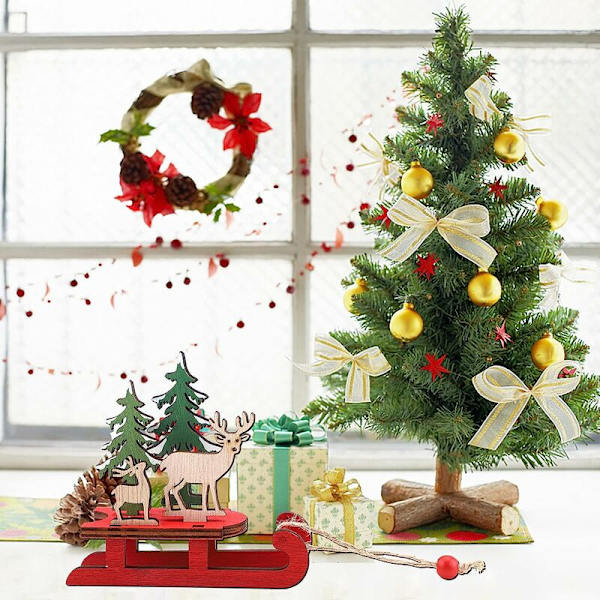 3 st jultomte-släde dekorationer i trä, jultomte, snögubbe, älg, bordsdekorationer, festivalhem, festdekorationer för jul, barnpresenter