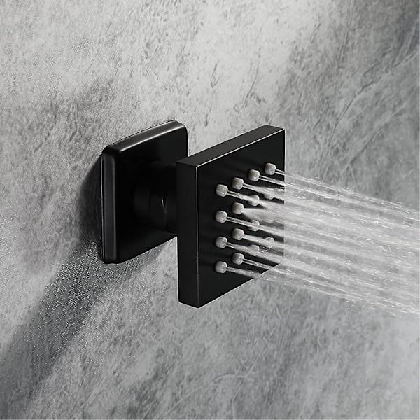 Dusjsett 2 tommers svart jet side dusjhode messing massasjespa krantilbehør veggmontert justerbar dusj sidespray, 1 stk