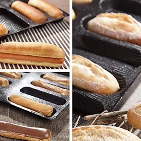 12 hål silikonbaguetteform - non-stick perforerad fransk brödform, varmkorvsformar, bakning Li