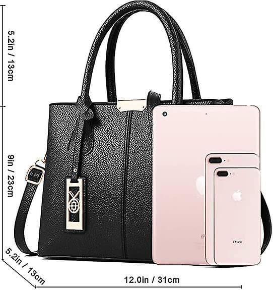 Läder Crossbody-väskor och handväskor för kvinnor (svart)