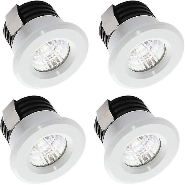 Sæt med 4 mini indbyggede LED-spotlights 3w varm hvid, mini LED-spotlight til butiksvindue, nummerpladelys inkl. separat transformer [energiklasse A