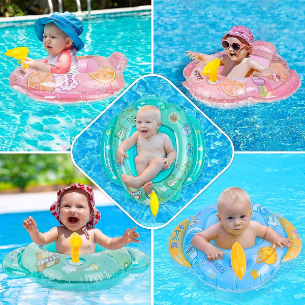 Baby Swim Float, Uppblåsbar Baby Float Ring med sits och vattenpistol