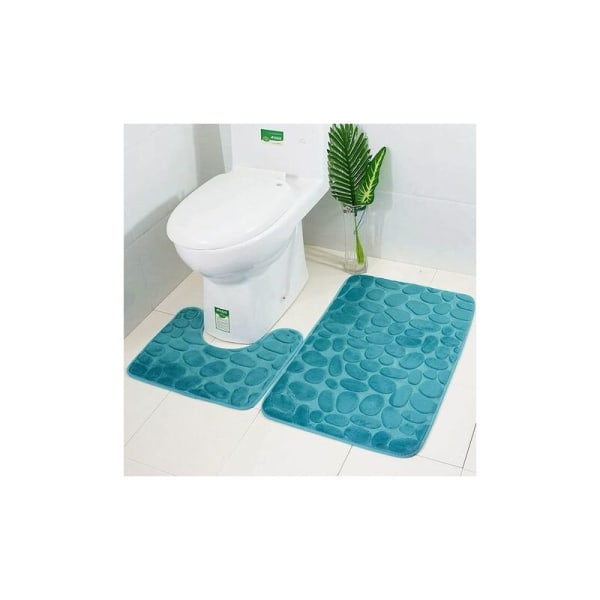 Förpackning med 2 halkfria badmattor Mjuka badrumssockelmattor Absorberande toalettmatta U-form Contour WC Maskintvättbar Grön