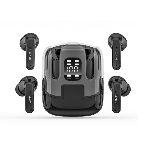 4 headset Bluetooth headset Ultra Long Life Hög ljudkvalitet Spelsportheadset med digital skärm FAN0511（Svart）