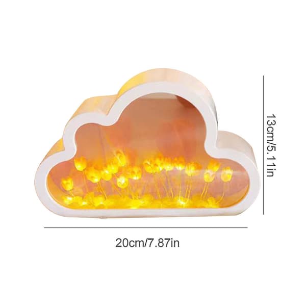 Cloud Mirror Tulip Lamp, Hand Craft Diy Tulips Mirror Night Light Tw（Gul）