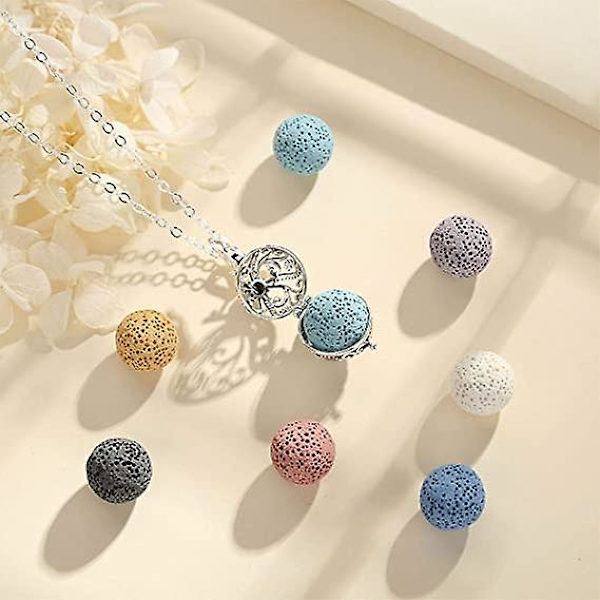 Boll Aromaterapi eteriska oljor Diffuser Halsband för kvinnor Hänge Halsband Flickor Smycken Present med 1 PC Lava Sten, 80cm Kedja.