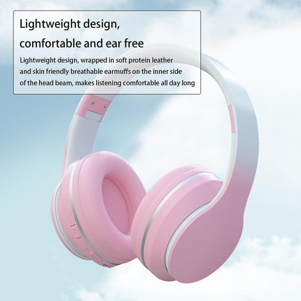 -Monterat hopfällbart trådlöst monterat Bluetooth-headset metallchip Bluetooth FM pluggbart kort 20240856（Rosa）