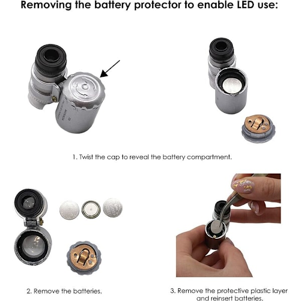 Illuminated Loupe Microscope Mini 60X Smycken Loupe