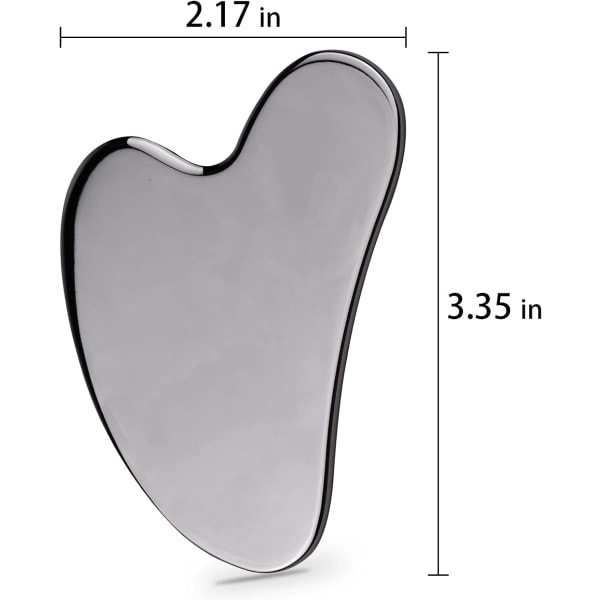 Metal Gua Sha -työkalu: Gua Sha kasvoille ja vartalolle, ruostumaton teräs, matkakotelolla